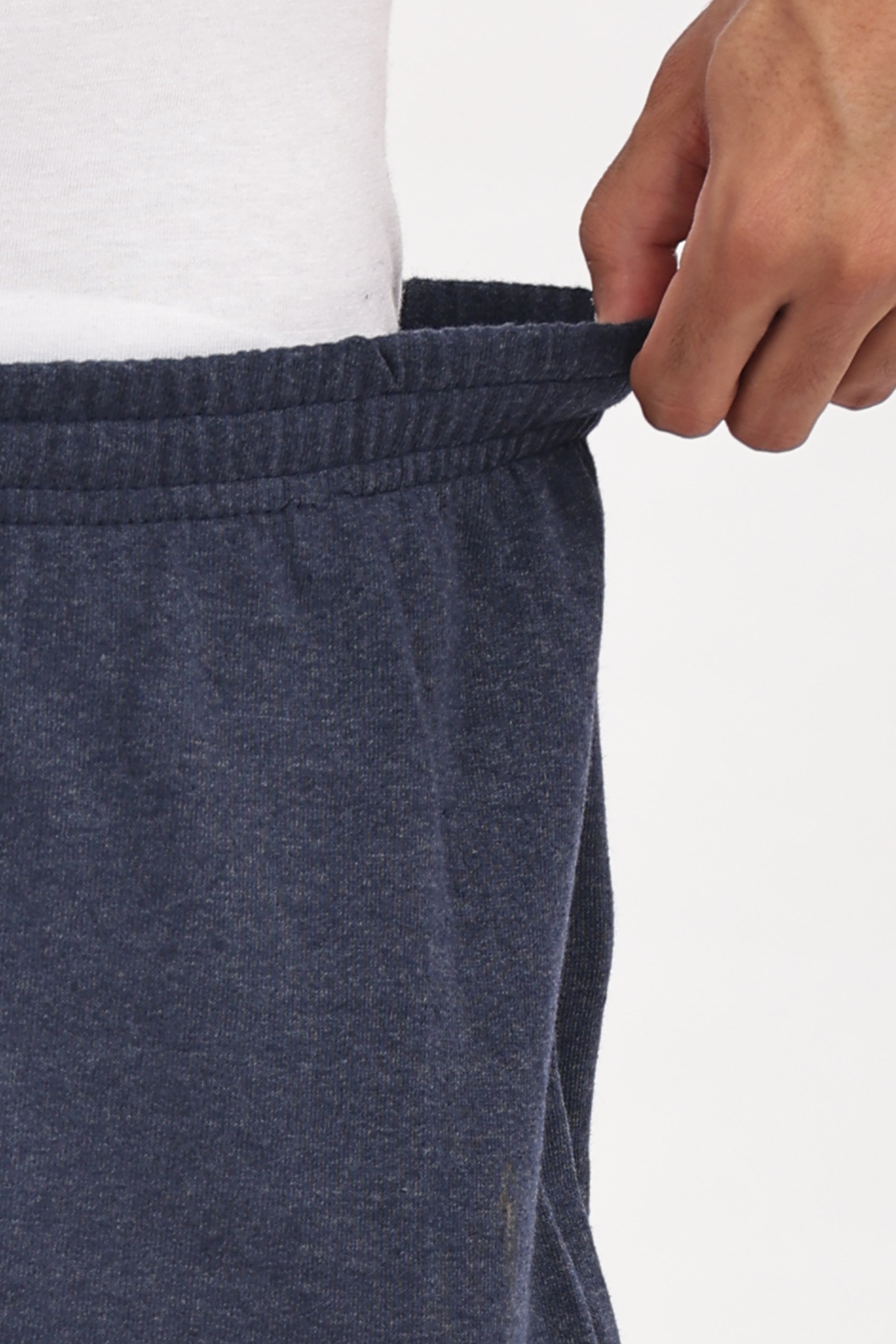 Men’s Navy Melange Cotton Shorts – Plus Size (46, 48, 50) | Textured Premium Cotton for Cool Comfort