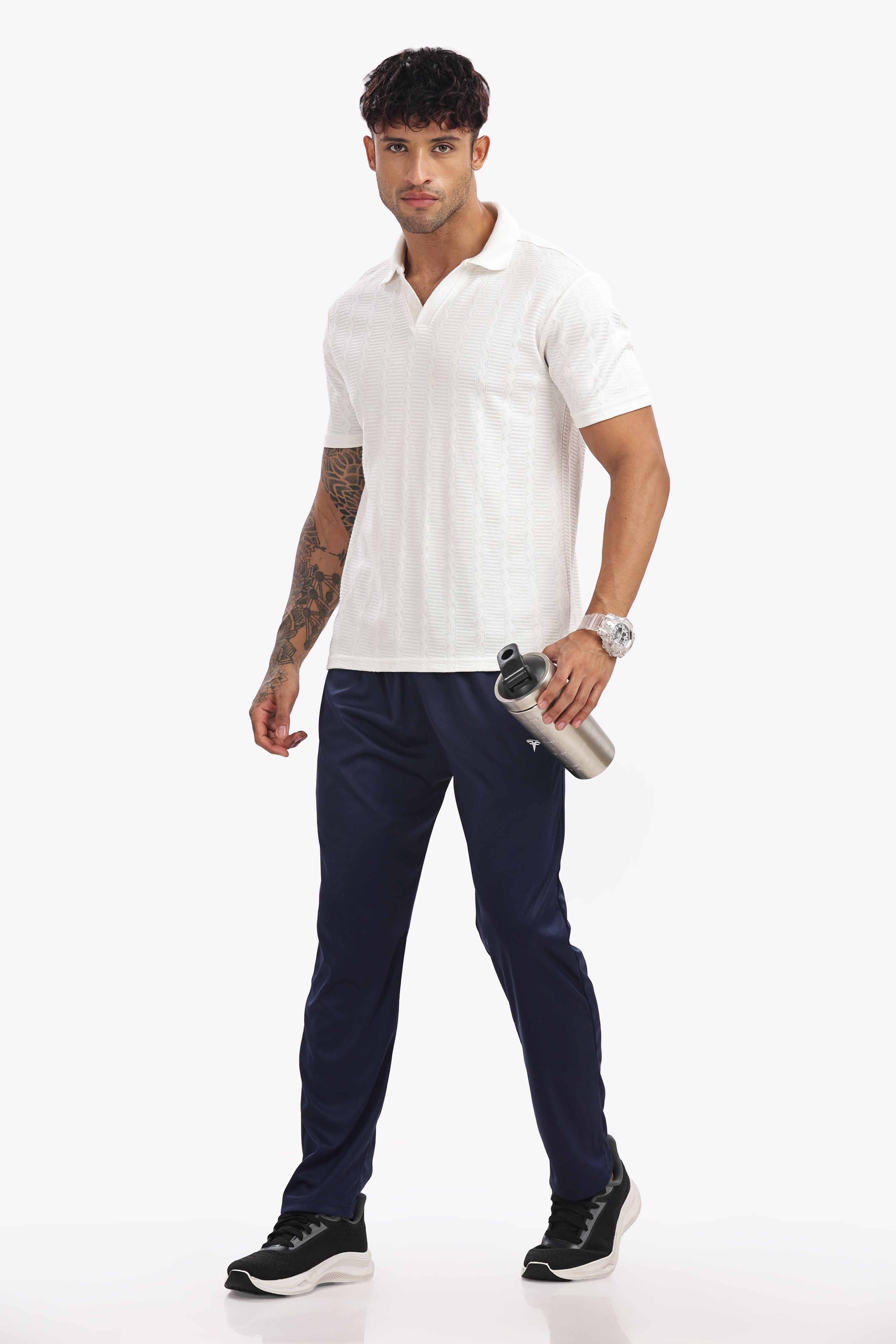 Men’s Cotton Track Pants Combo (Pack of 5) | All Colors – Navy, Black, White Melange, Black Melange, Navy Melange | 200 GSM Soft Cotton Joggers for Daily Wear