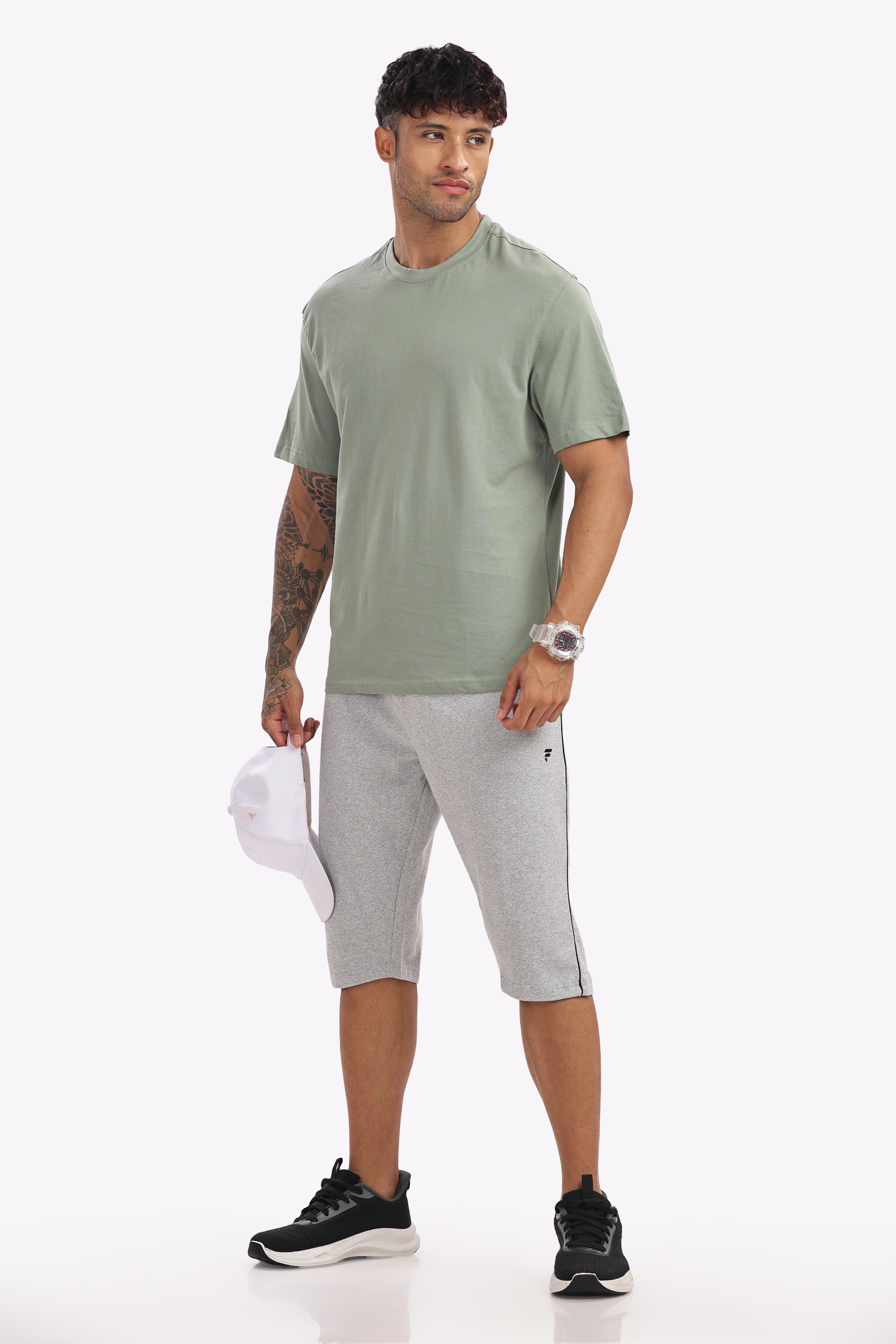 Men’s 3/4 Shorts Pack of 3 (Black, Navy, White Melange) | Cotton Blend Knee-Length Shorts for Gym, Running & Casual Wear