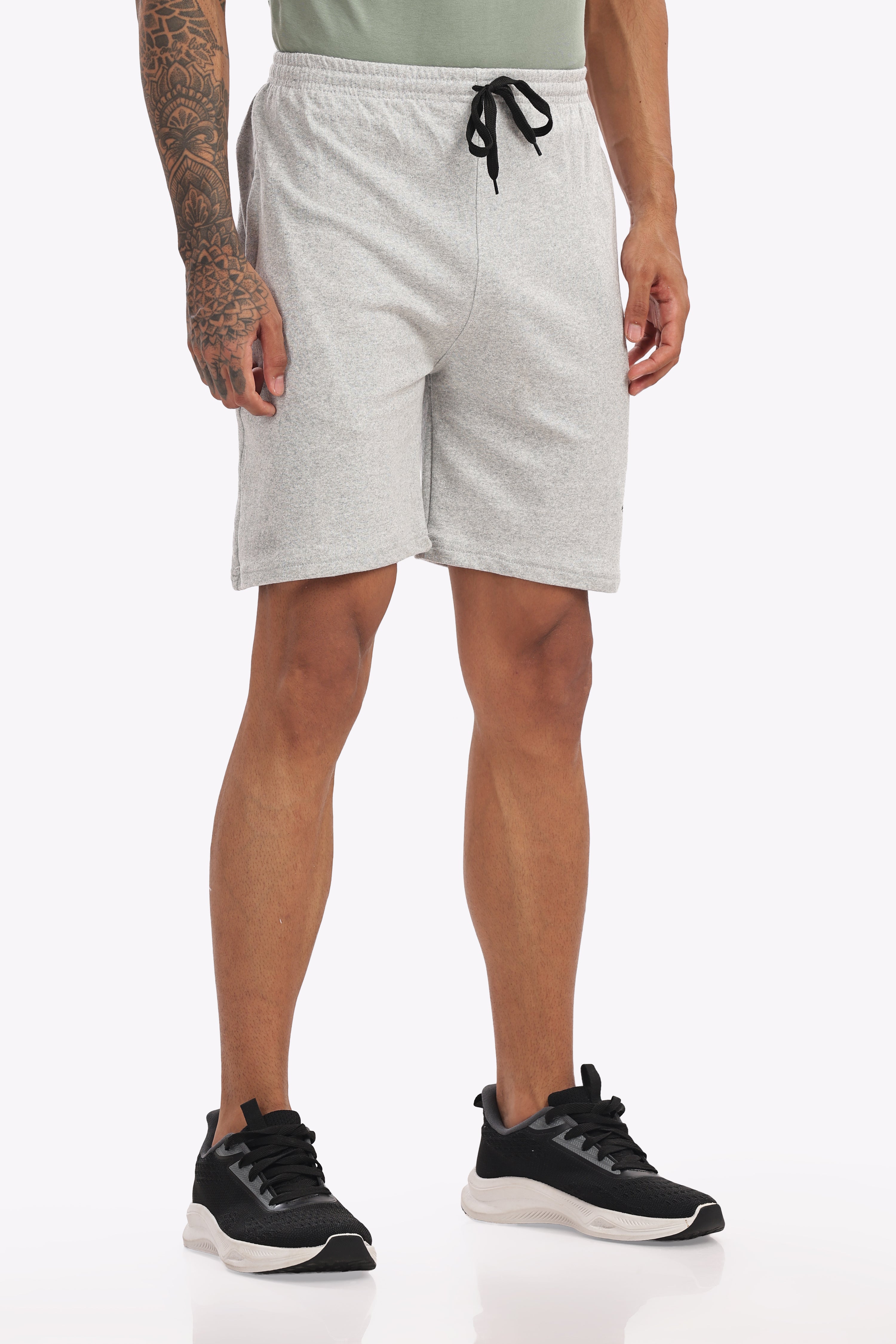 Men’s White Melange Cotton Shorts – Plus Size (46, 48, 50) | Soft, Lightweight & Modern Fit