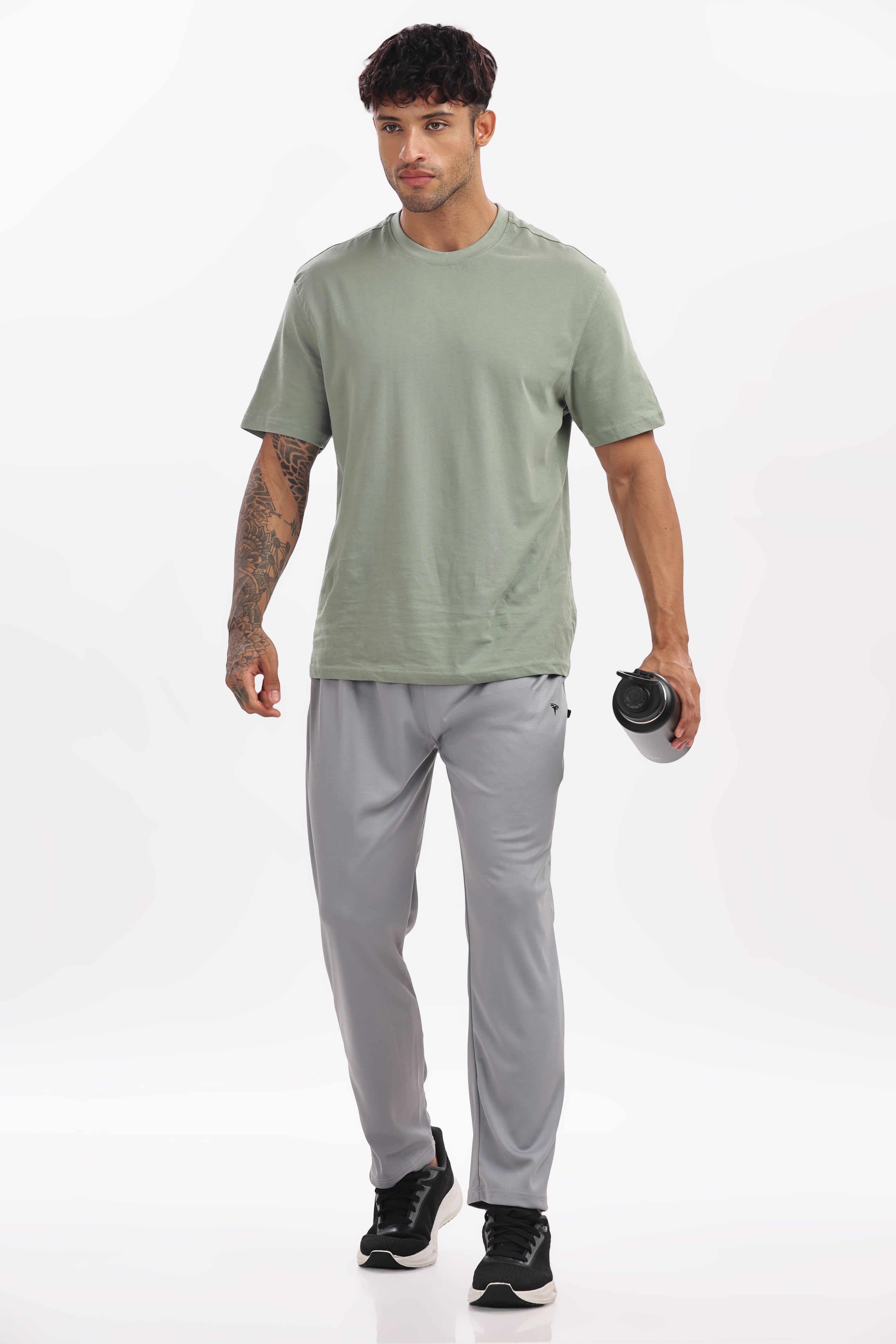 Men’s Cotton Track Pants – White Melange | Premium 200 GSM Cotton