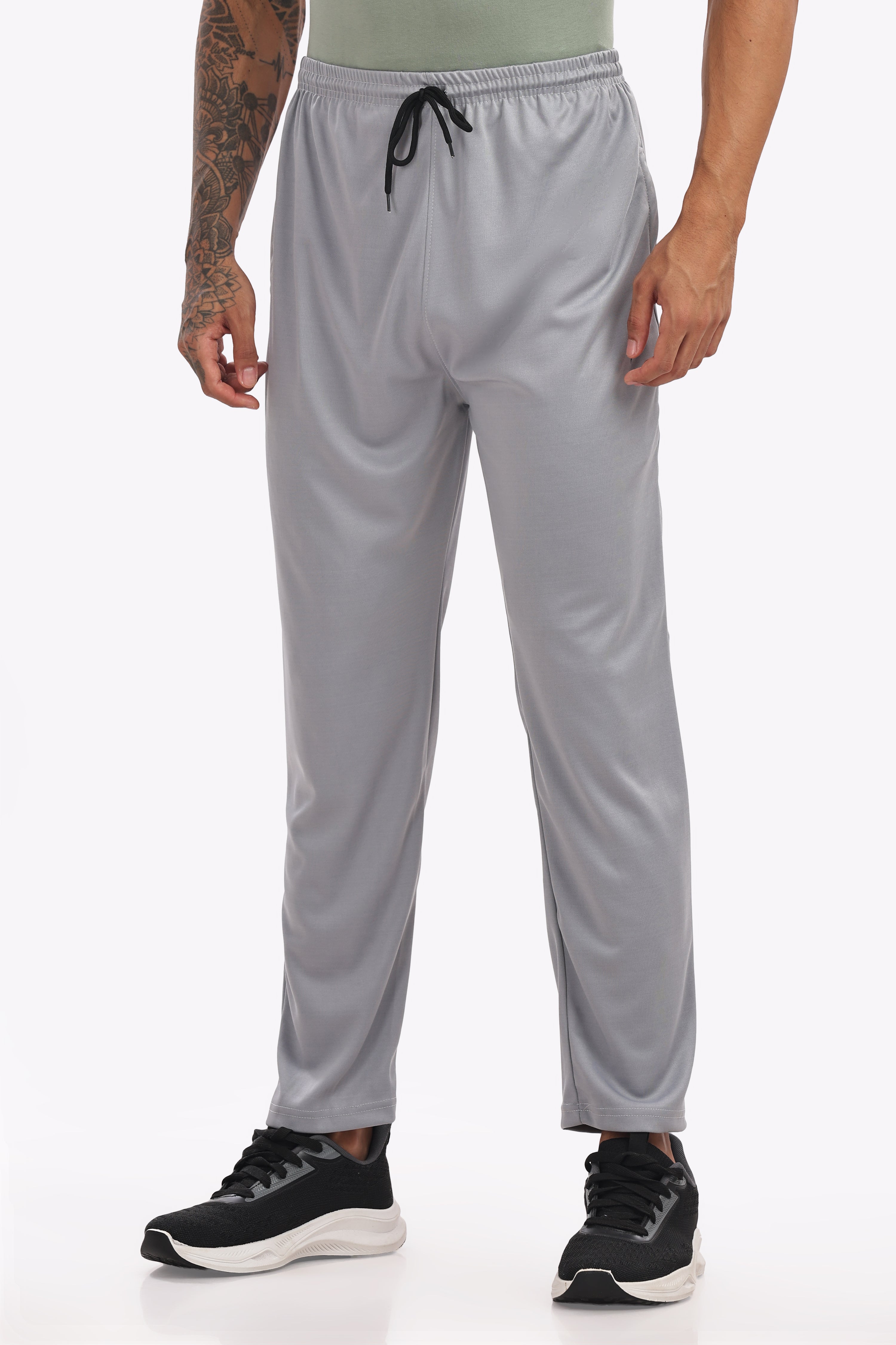 Men’s Cotton Track Pants – White Melange | Premium 200 GSM Cotton