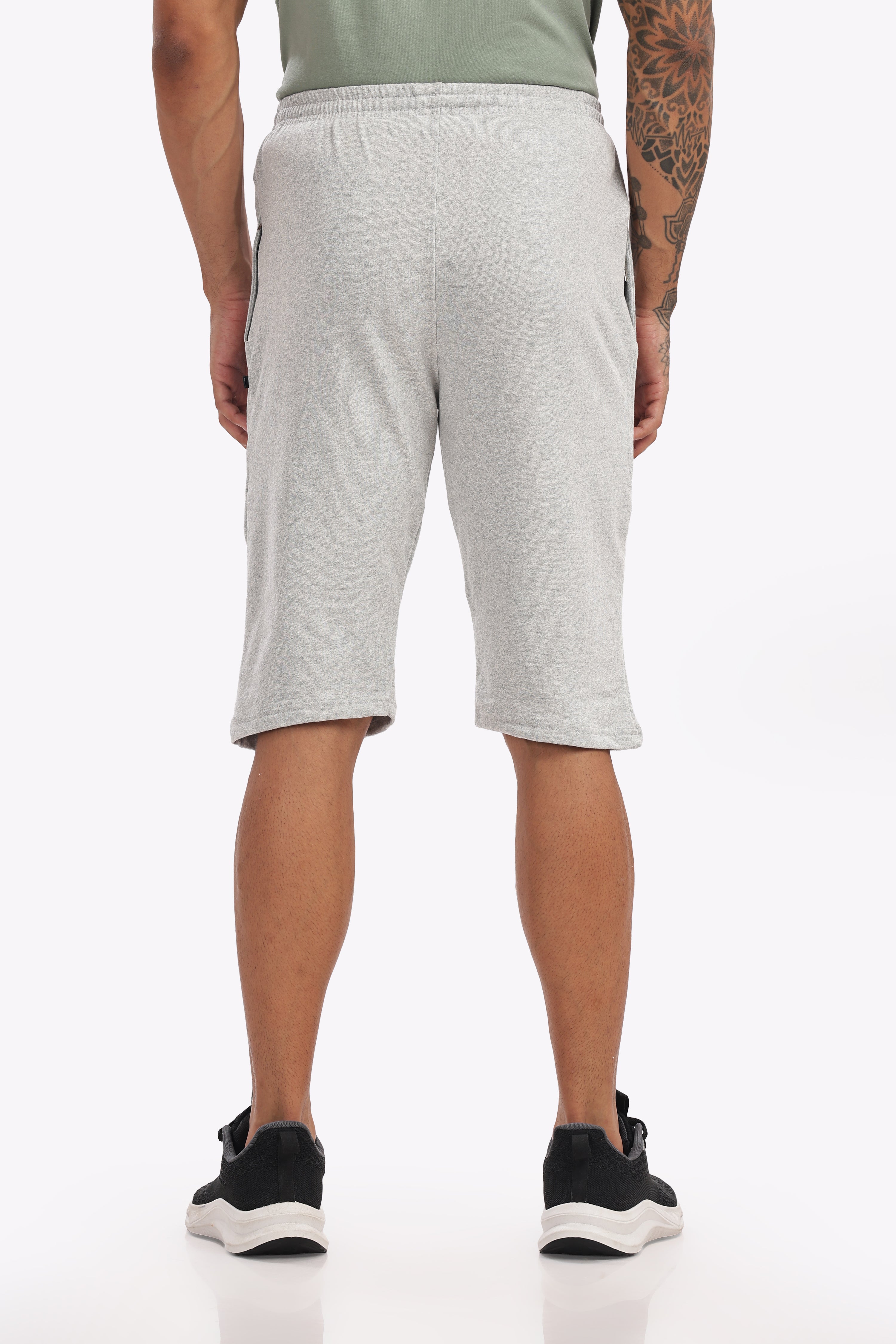 Men’s Cotton 3/4th Shorts – White Melange | Light & Airy Summer Shorts