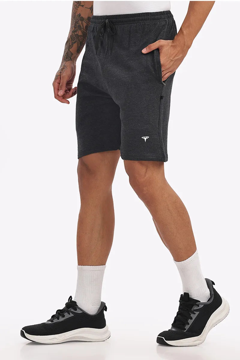 Cotton Shorts - Black Melllange