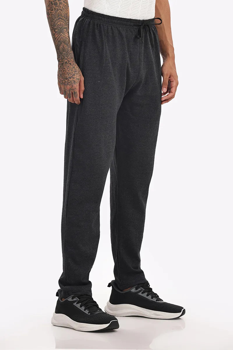 Cotton Track Pant - Black Mellange
