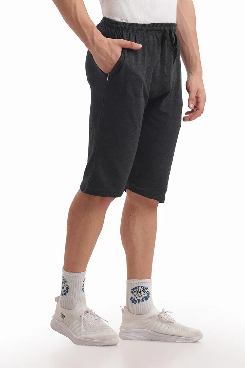 Black Mellange - 3/4th Shorts