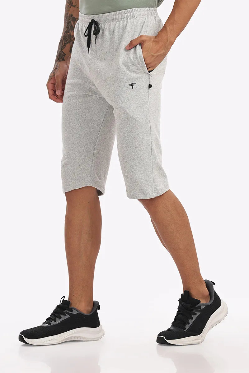 White Mellange - 3/4th Shorts
