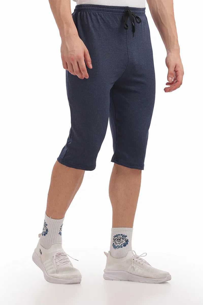 Navy Mellange - 3/4th Shorts