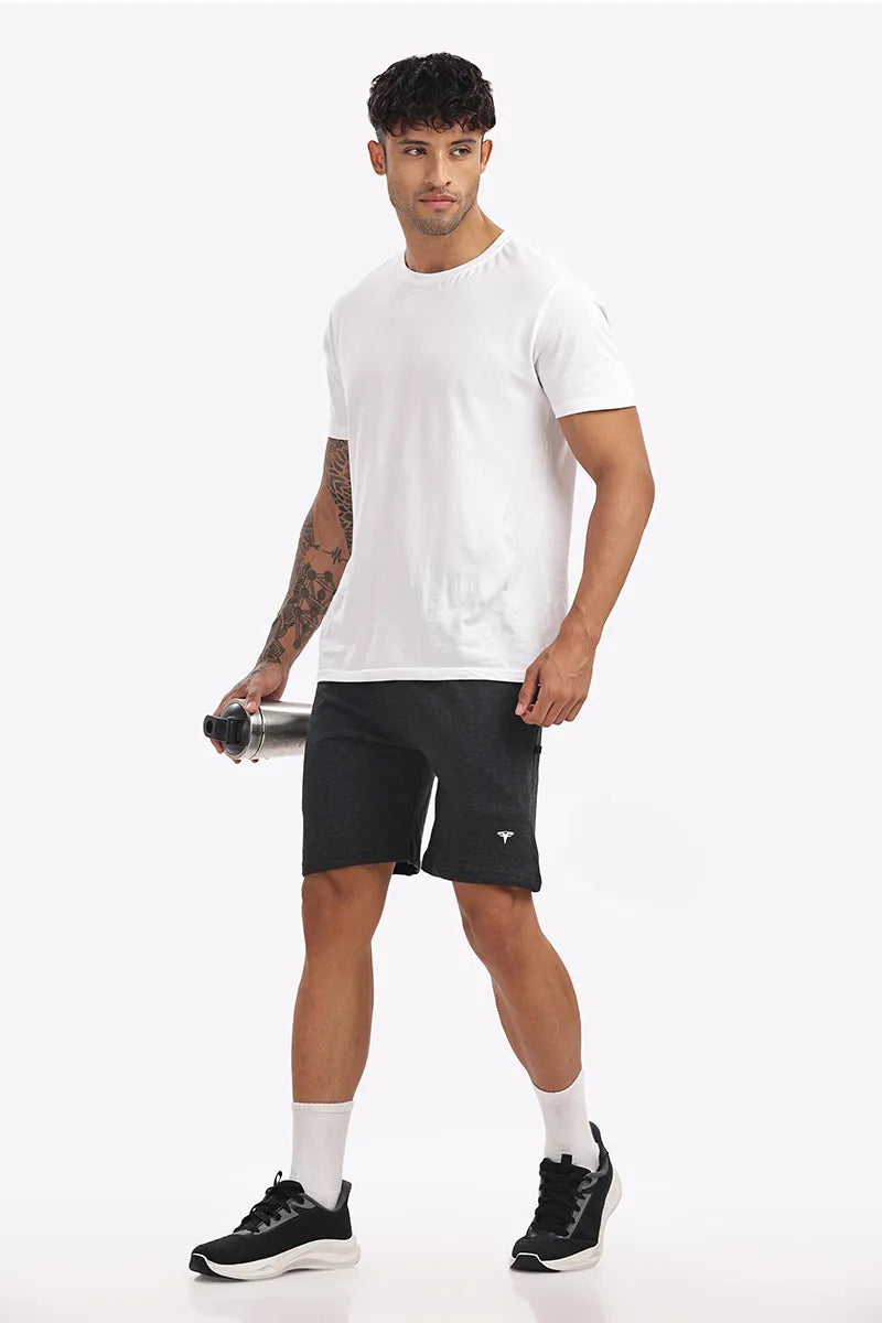 Cotton Shorts - Black Melllange