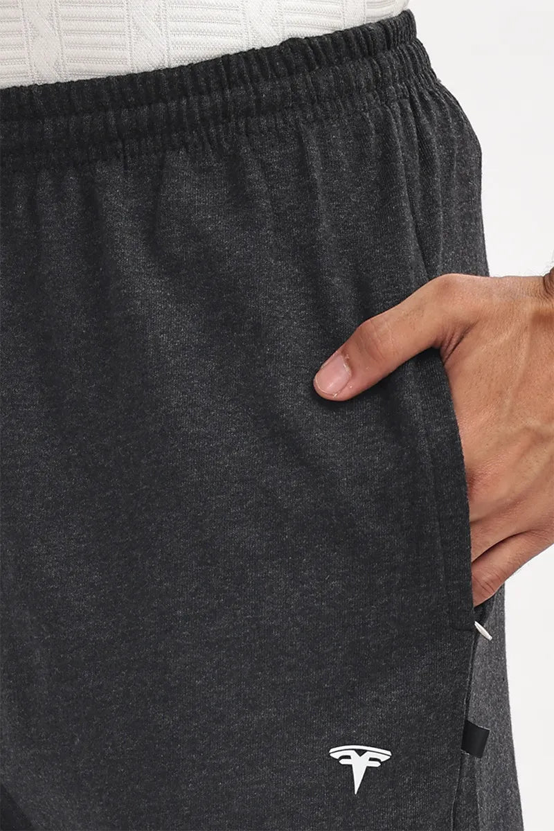 Cotton Track Pant - Black Mellange