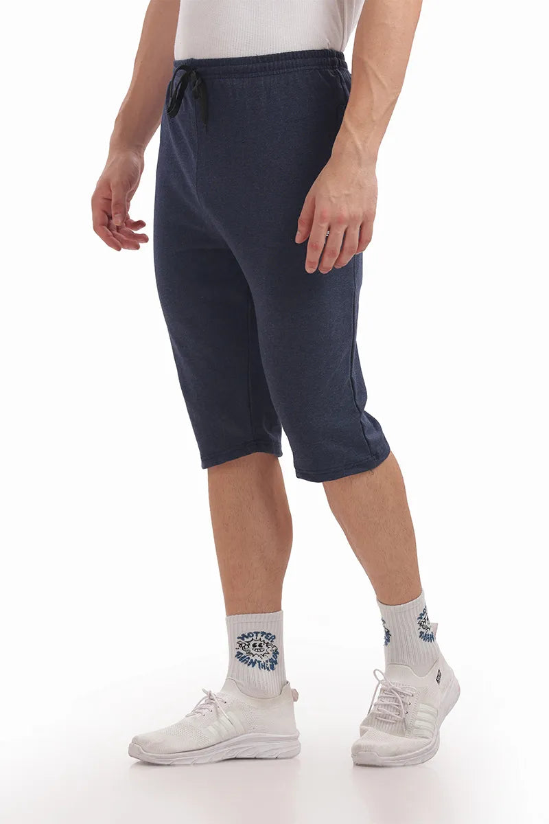 Navy Mellange - 3/4th Shorts