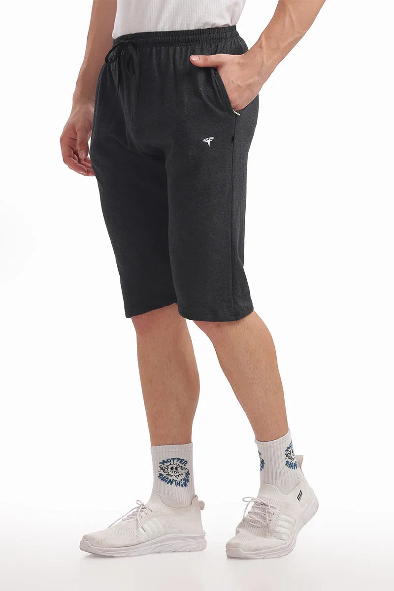 Black Mellange - 3/4th Shorts