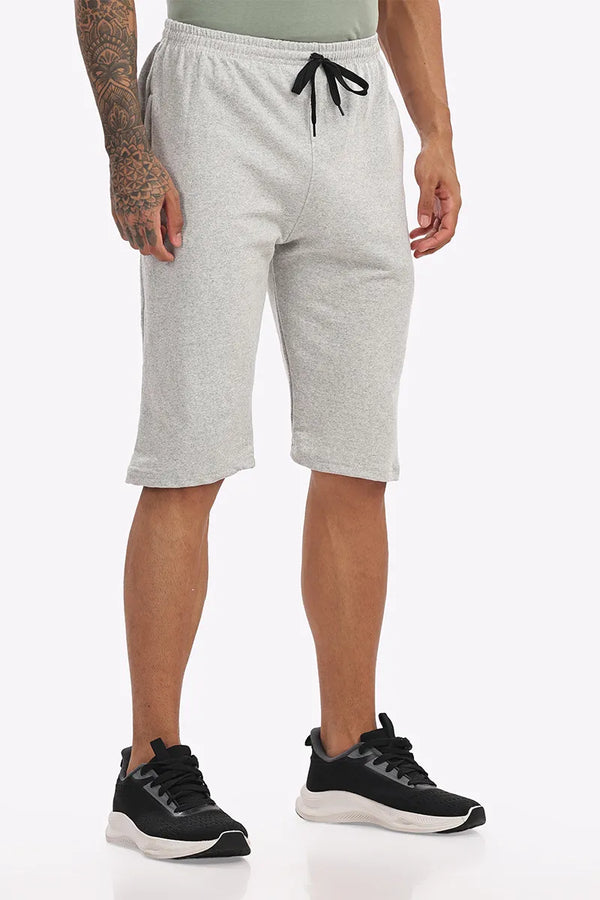 White Mellange - 3/4th Shorts