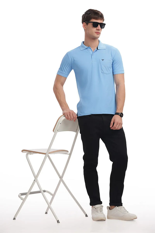 Collar T-Shirt - Sky Blue