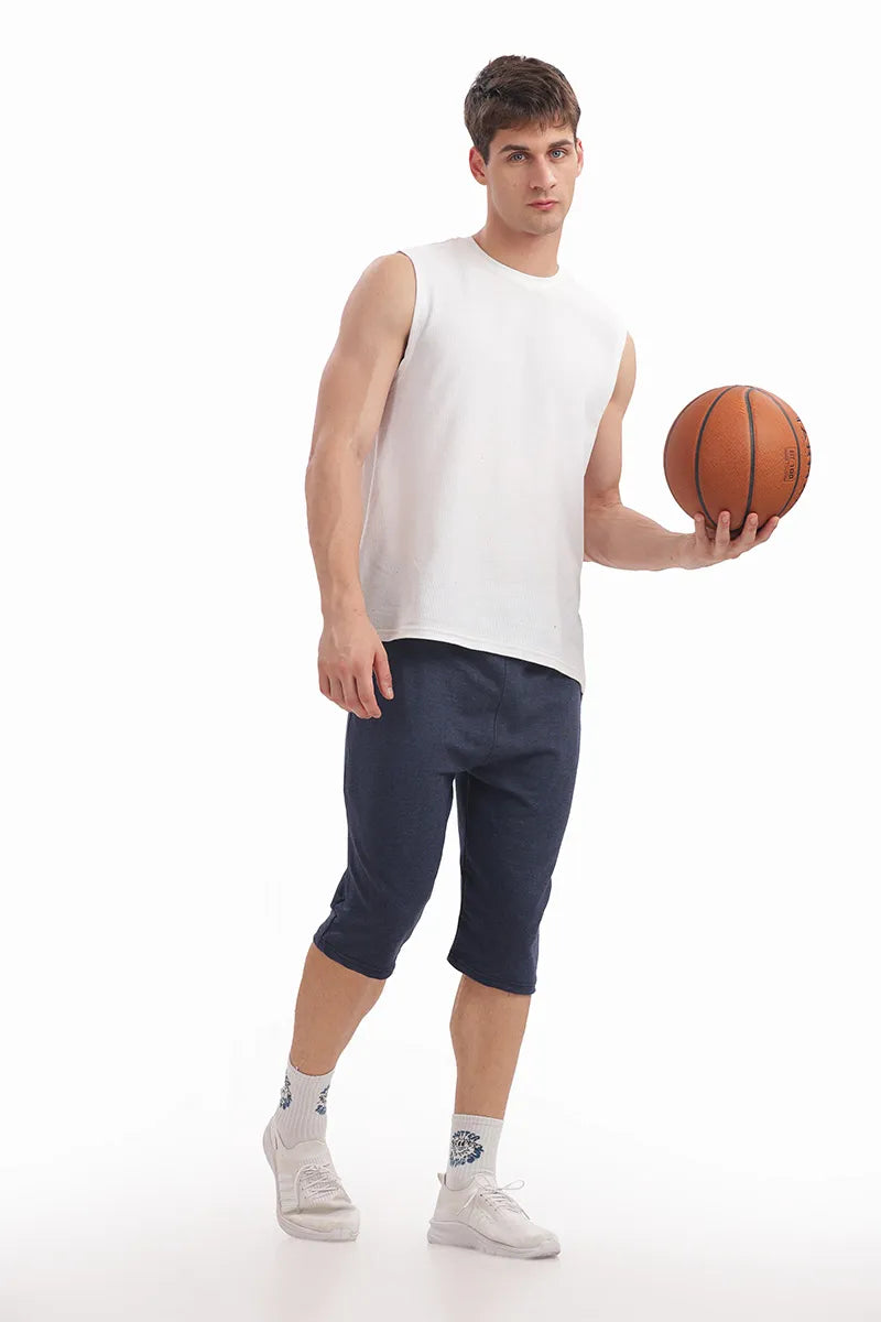 Navy Mellange - 3/4th Shorts
