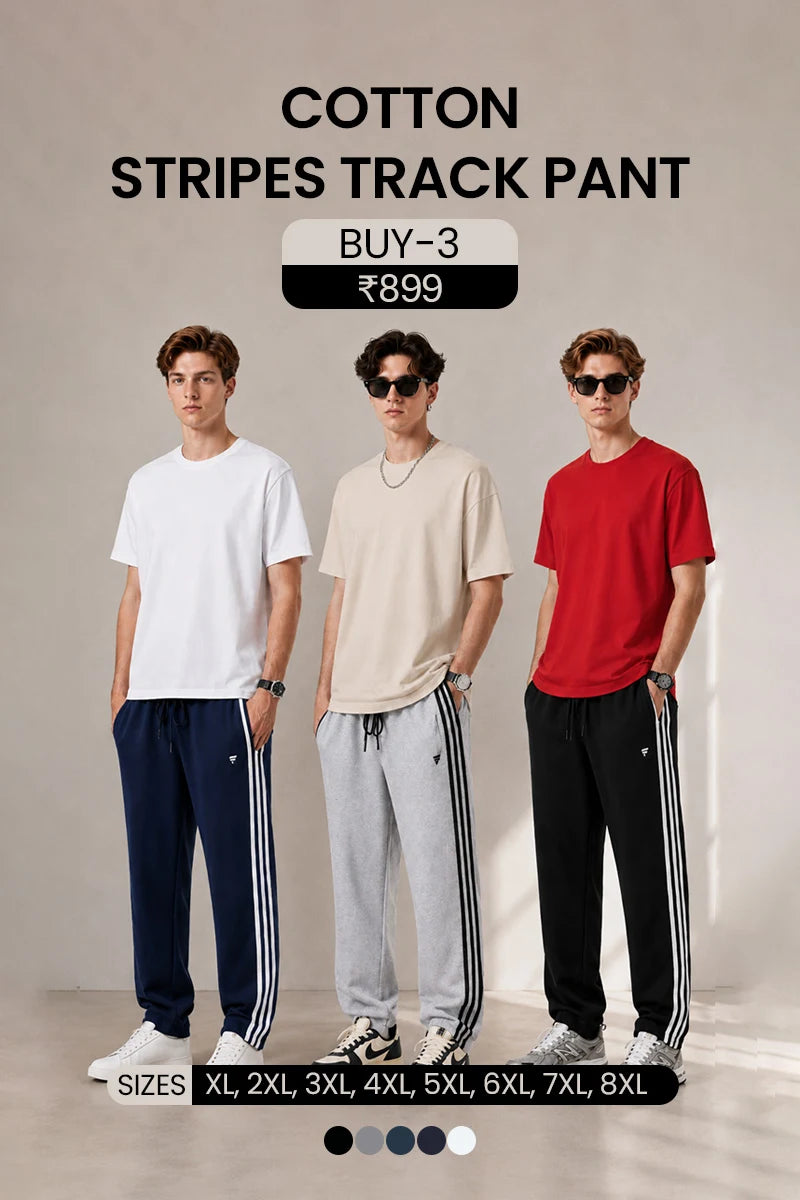 Combo Cotton Stripes Track Pant - Pack of 3