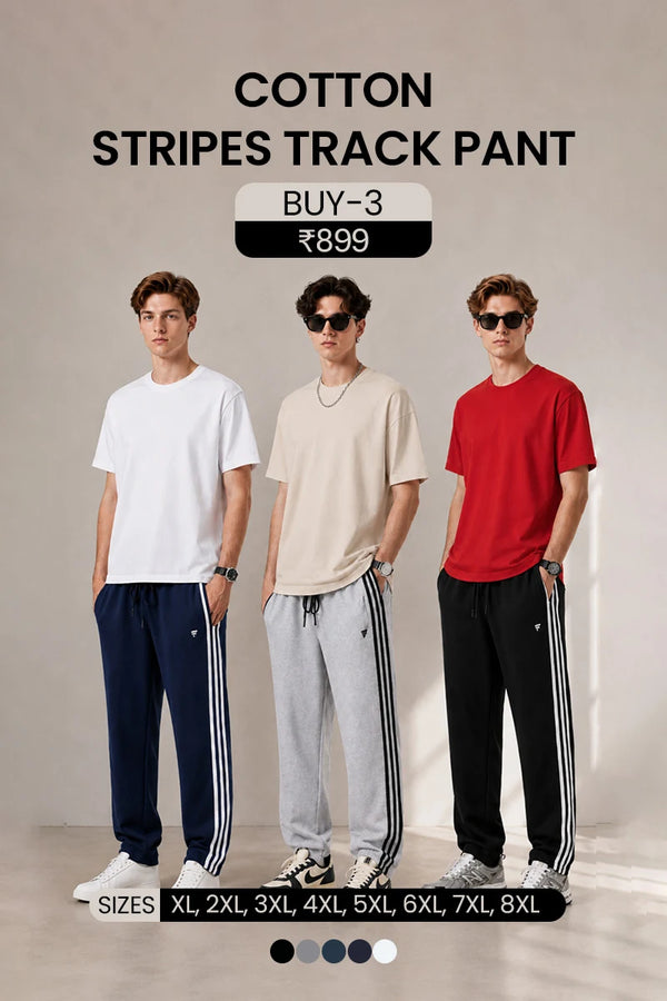 Combo Cotton Stripes Track Pant - Pack of 3