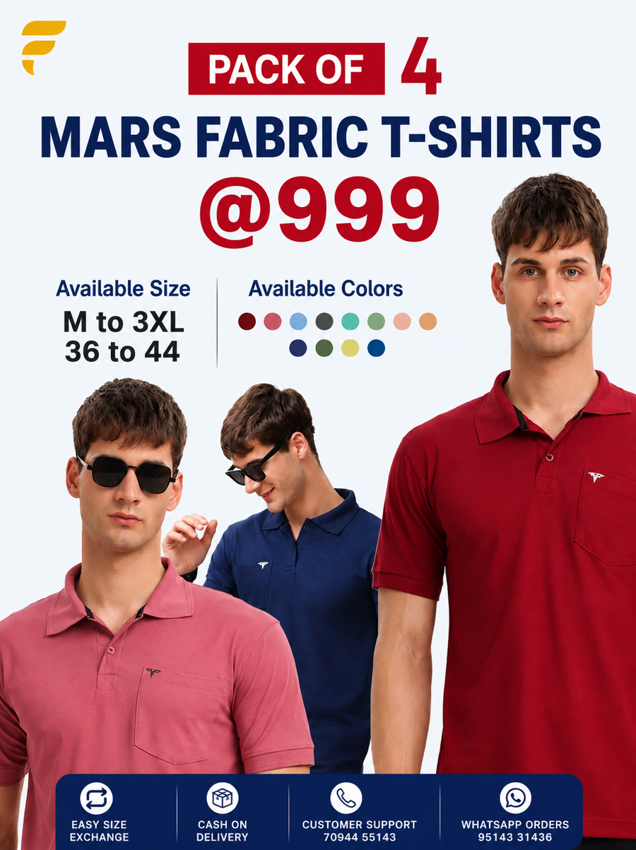 Premium Collar T-Shirts  –- 4 pcs Combo Pack - No-Iron, Easy Maintenance, All-Day Fresh Look Fabric