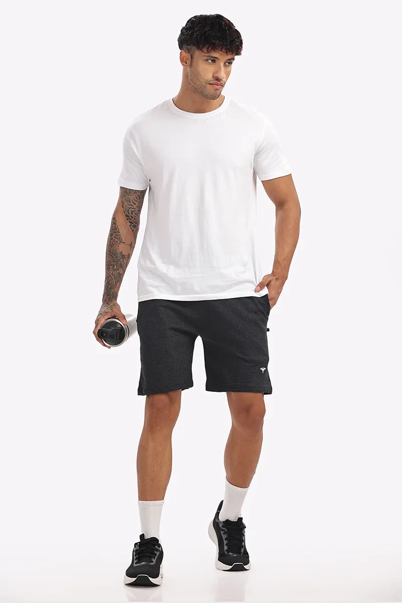 Cotton Shorts - Black Melllange