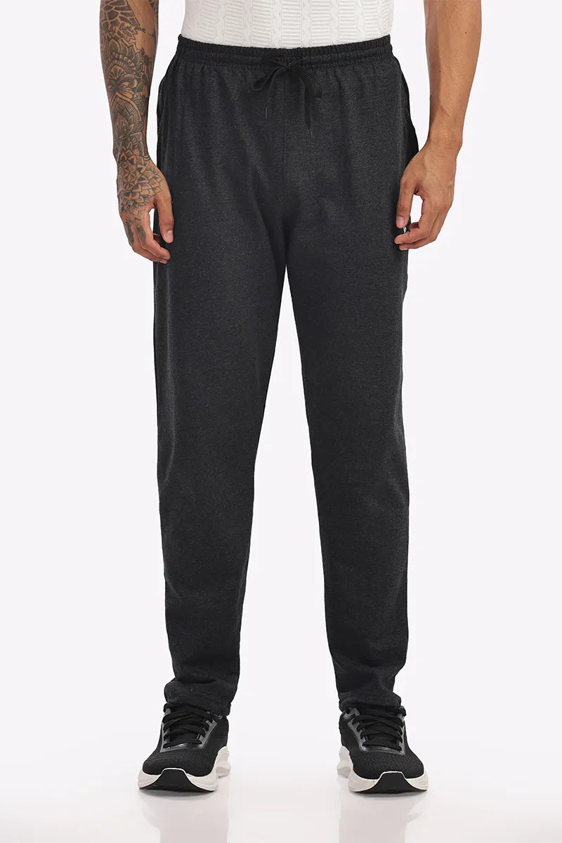 Cotton Track Pant - Black Mellange