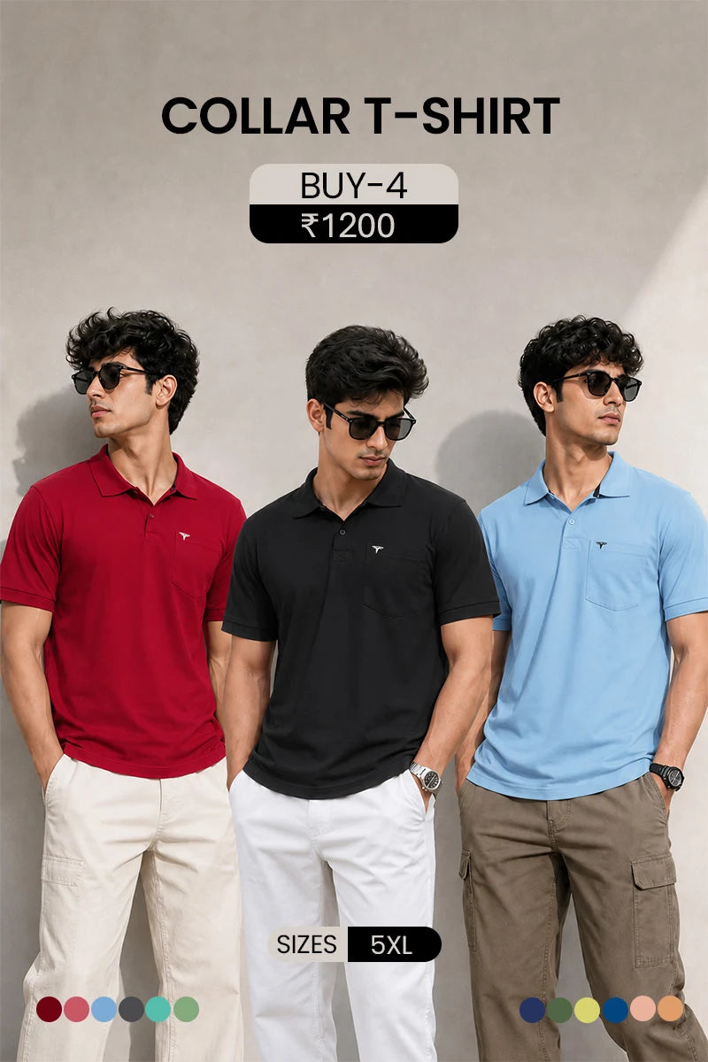 5XL Combo Collar T-Shirt - Pack of 4 Main image