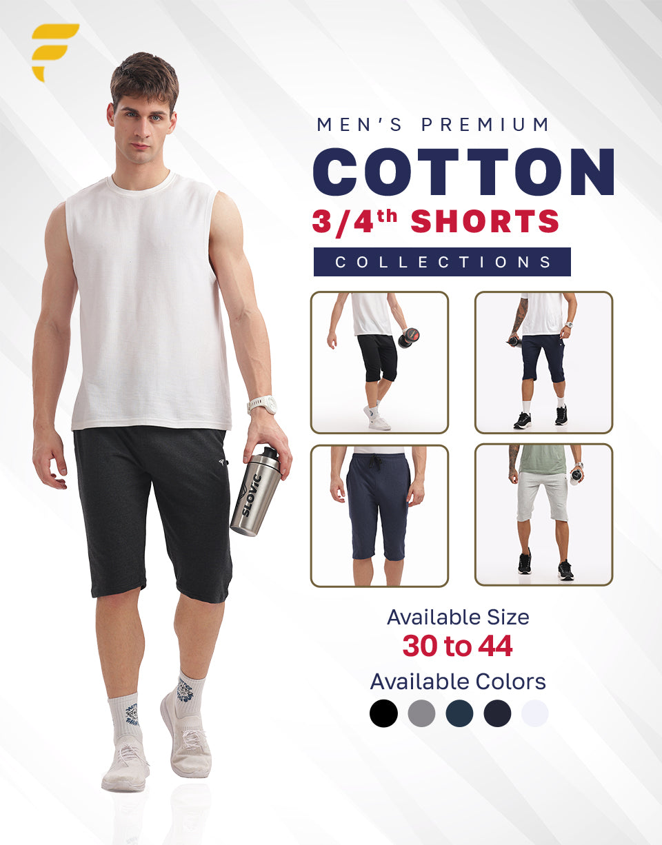 Men’s Cotton 3/4th Shorts – Black | Everyday Casual Shorts