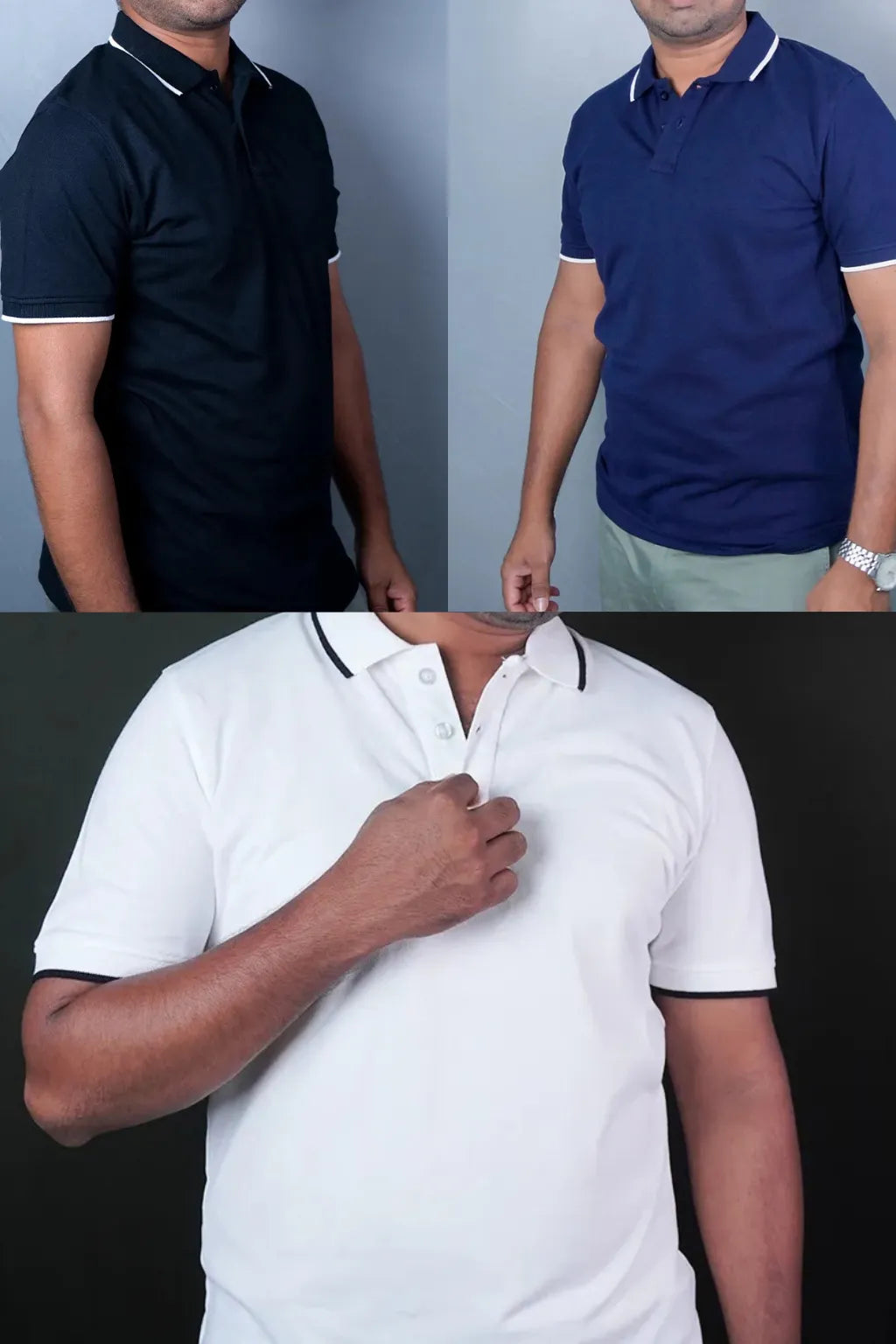 Cotton Collar T-Shirt - 3 Pcs Combo