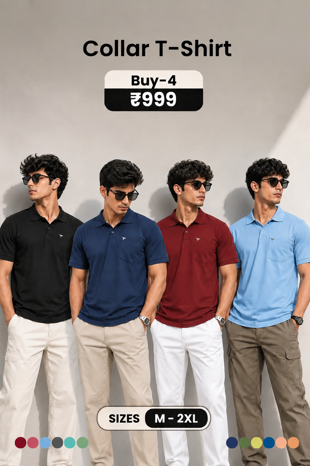 Collar Combo T-Shirt - Pack of 4 Main image