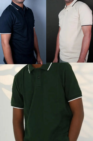 Cotton Collar T-Shirt - 3 Pcs Combo