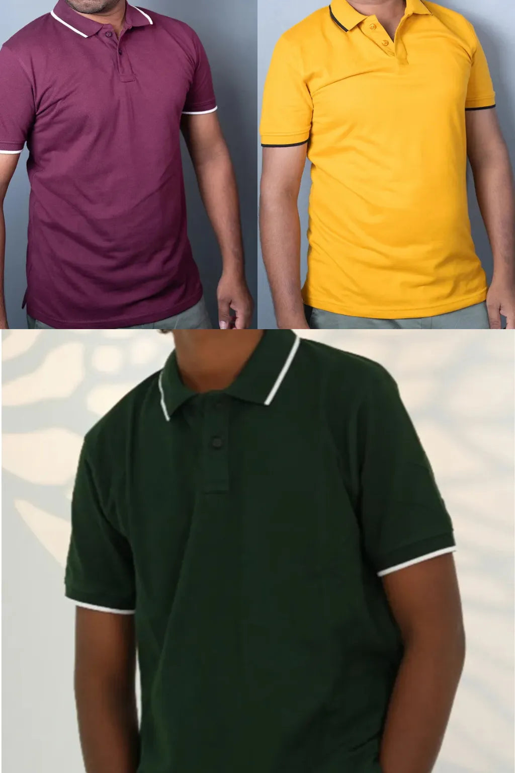 Cotton Collar T-Shirt - 3 Pcs Combo