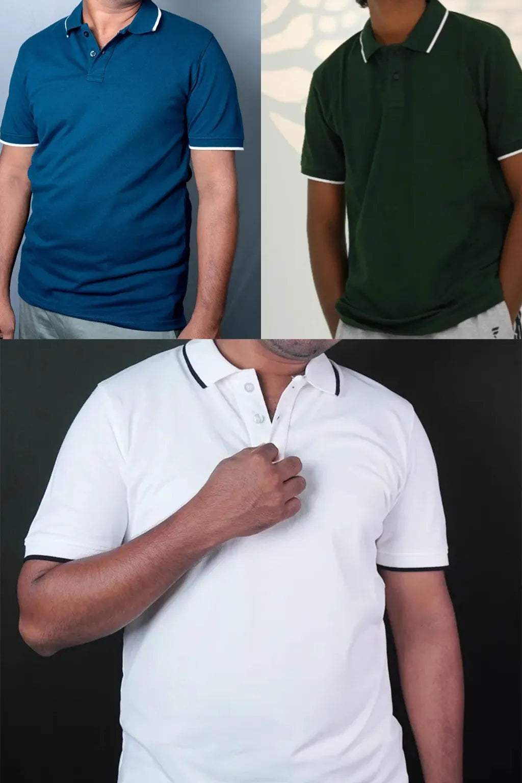 Cotton Collar T-Shirt - 3 Pcs Combo