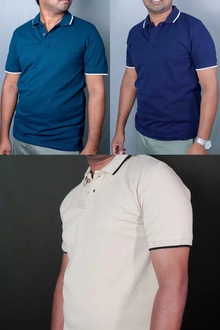 Cotton Collar T-Shirt - 3 Pcs Combo