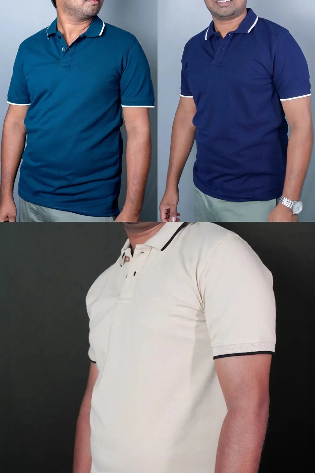 Cotton Collar T-Shirt - 3 Pcs Combo