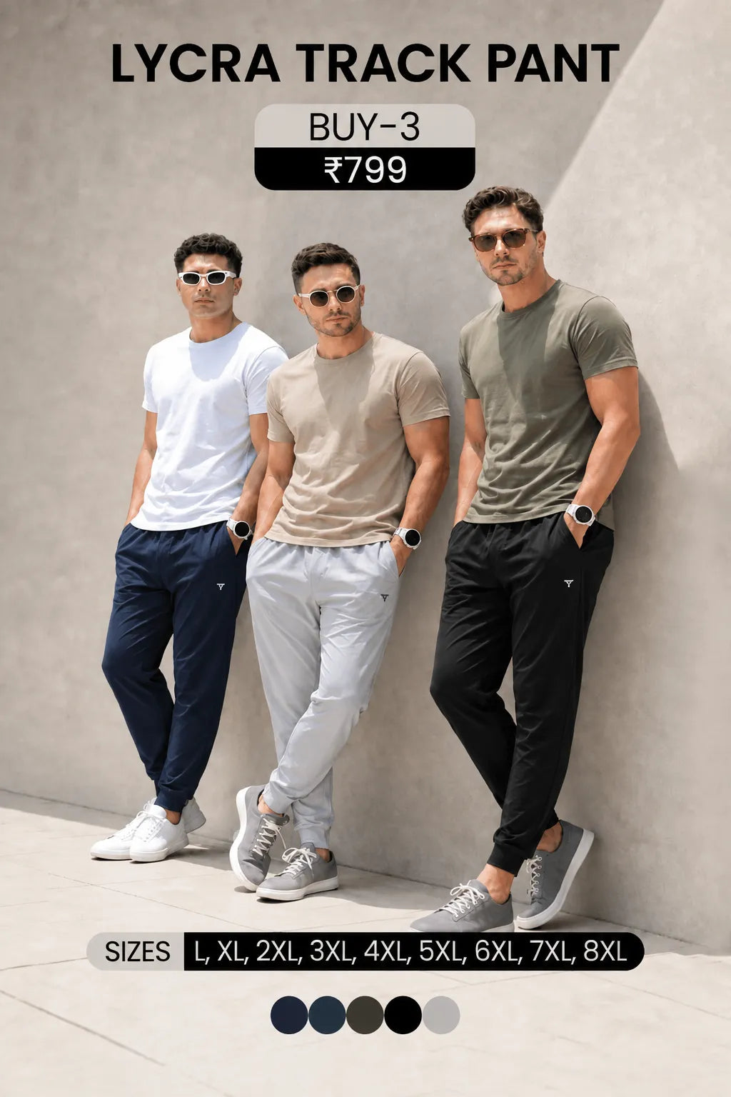 Combo Lycra Track Pant - Pack of 3 Main image